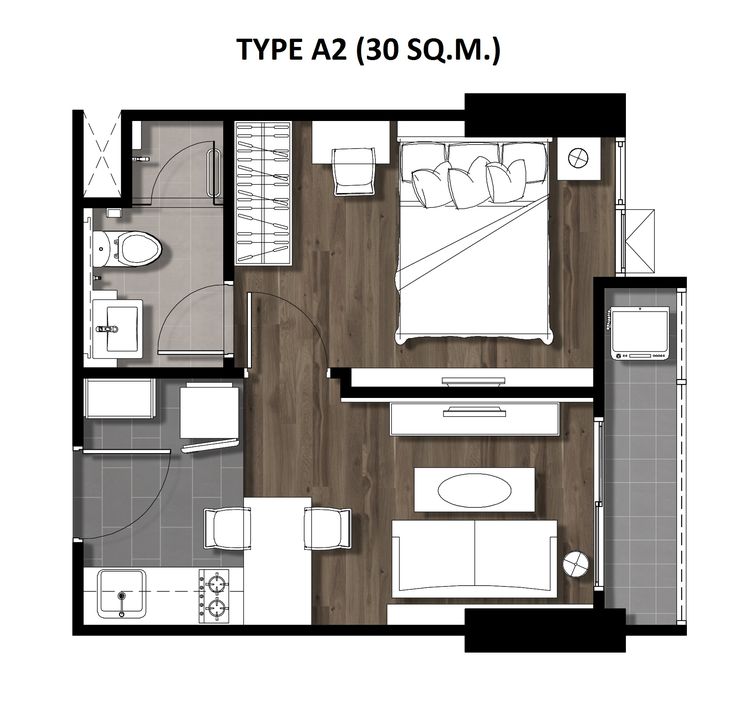 02One Bedroom 30 Sqm. TYPE A2